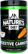 Nature's Diet® Digestive Carrots - Dehydrated Carrot Dog Food Topper for Diarrhea Relief and Improved Digestion, Fiber for Dogs Keep Poop Firm, Gut Health, Firm Stool, Daily Supplement
