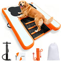 VOFiTNY Dog Pool Ramp 4.6ft x 3.3ft x 4in Inflatable Puppy Water Raft Plank Portable Pup Mat Floating Doggy Floats Ladder Boat Lake Play Bright Orange