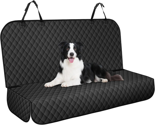 NECKORY Backseat Cover for Dogs, Waterproof and Non-Slip Pet Bench Seat Covers, Car Seat Protector for Back Seat, Universal Size Rear Car Seat Cover Fits Cars, Trucks and SUVs, L-Black