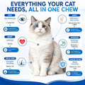 Cat Multivitamin Treats 26-in-1 Taurine for Cats with Lysine Turmeric MSM Glucosamine Omega for Immune Support, Skin & C