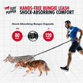 Tuff Pupper Heavy Duty Hands Free Bungee Dog Leash | Two Large Dogs Up to 250 lbs | Comfortable Shock Absorbing Bungee | Reflective Dual Padded Handles | Lumbar Waist Belt 28-50" | 360° Swivel Clips