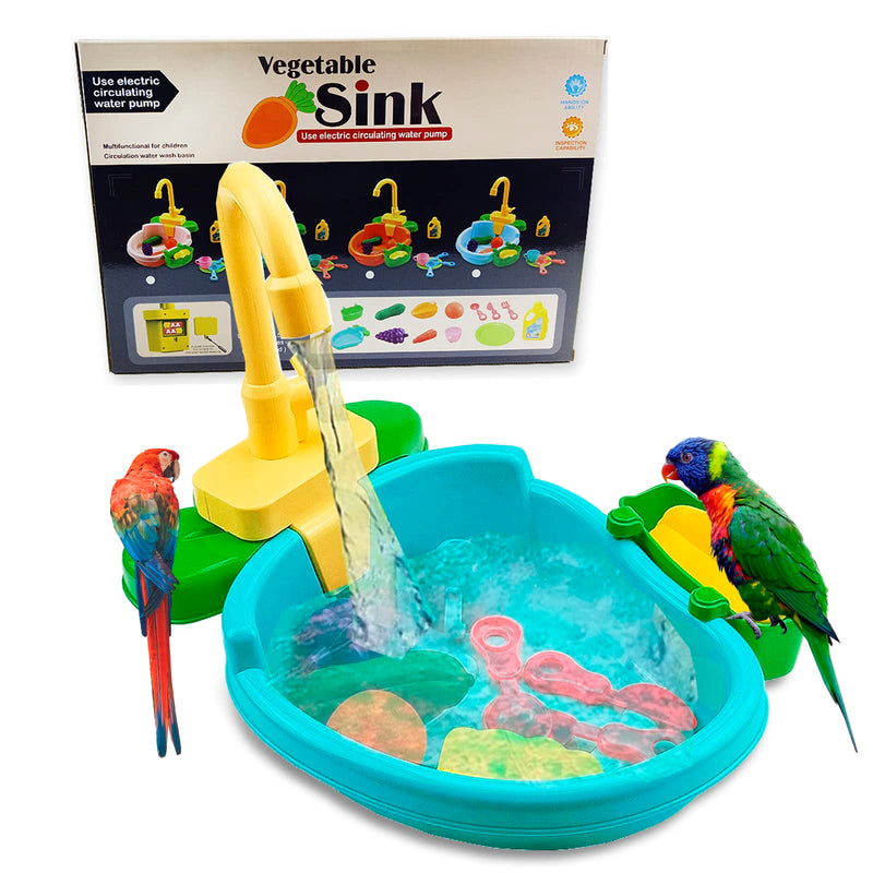 ESSGUO Parrot Shower, Parrot Bird Bathtub, Automatic Bird Bathtub Pet Bath Pool with Faucet, Bird Bathtub Swimming Pool Toy Bath Shower Water Dispense for Ferret, Goldfinch (Green)