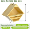 Nalwort Dove Nesting Box, Solid Wood Mourning Dove Nesting Box, Triangular Opening Birdhouses for Outdoors, Pigeon House with Hanging Rope, 11.2" H x 6" D x 14" W, Nesting Pad Not Included