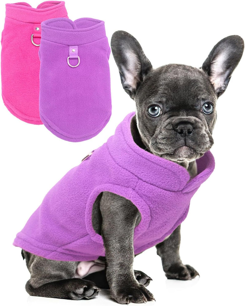 2 Pieces Fleece Dog Sweater Vest Winter Warm Dog Clothes for Small Dogs Male Female Fall Pullover Puppy Clothes with D-R