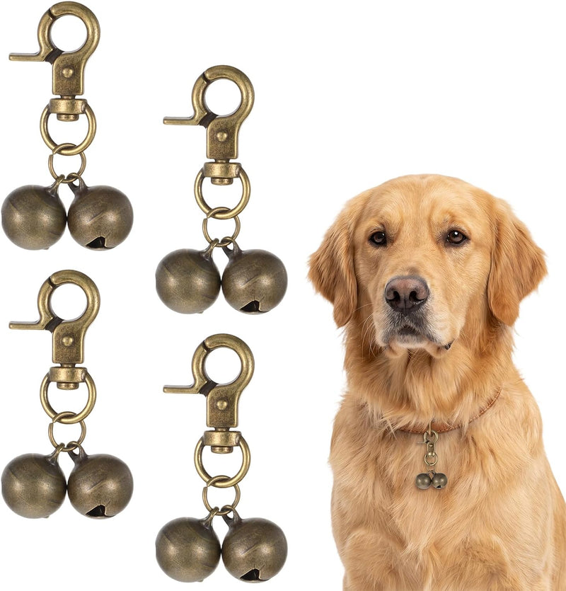4 PCS Bell for Dog Collar, Extra Loud Dog Bells to Go Outside Iron Pet Tracking Bells with Durable Snap Clips, Heavy Dut