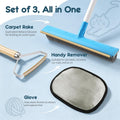 Hippih Carpet Rake for Pet Hair Removal Tool - 60" Reusable Long Handle Set