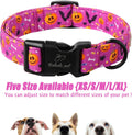 Halloween Dog Collar, Purple Pumpkin Bat Print Puppy Collar