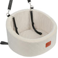 Lealchum Dog Car Seat for Small Dogs Up to 30 Lbs,Ultra Soft Fabric Fill in Comfy Memory Foam,Happy Pet Ride,2 Safety Dog Leashes,Fully Detachable and Washable,Anti Slip Base(Beige)