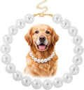 Chunky Pearl Dog Necklace (Beads 20mm) Elegant Adjustable Dog Necklace Light Pearl Jewelry Bold Accessories Fancy Dog Ca