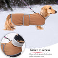 Geyecete Dachshund Sweaters for Dogs Jacket,Dachshund Coat Perfect Dog Winter Coat with Padded Fleece Lining,high Collar,Dog Snowsuit-Brown-XS