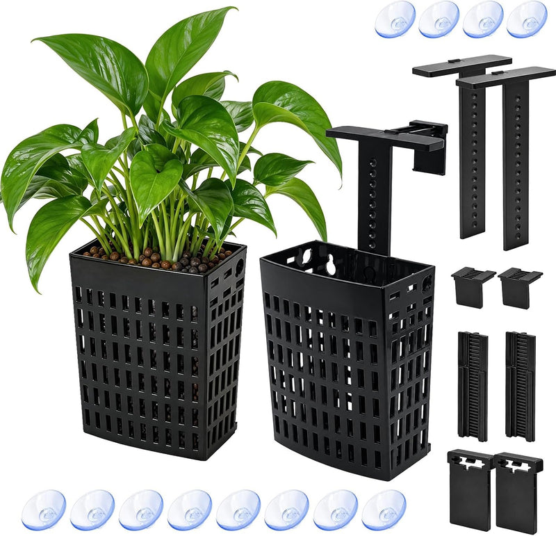 Upgraded Adjustable Aquarium Plant Holder,2 Pack Black