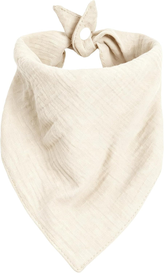 Dimidium Beige Dog Bandanas Plain Color with Adjustable Snap Button 100% Cotton Pet Solid Wedding Engagement Scarf for S
