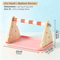 Wood Bird Perches Stand，2-in-1 Parrot Perch Stand，Portable Bird Stand，9.1''L*5.3''W*5.7''H Bird Training Perch with Removable Plastic Tray for Small and Medium-Sized Birds Play Stand(Cheese-Pink)