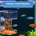 Square Fish Feeder Box No Mess Aquarium Food Catcher Tank Accessories Feeding Tube Holder for Betta Fish Blood Worm Food