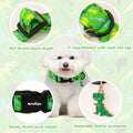 Medium Dog Collars for Male Dogs, Boy Dog Collars with Dinosaur Pattern，Adjustable Cotton Green Collar for Puppy Dog，Ide