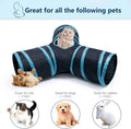 3 Way Cat Tunnel Collapsible Fun Pet Play Tube Toys for Cats, Kittens, Puppies & Rabbits - Portable Tunnel with Hanging 