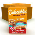 Delectables Lickable Treat Stew Wet Cat Treat Variety Pack, Food Topper, Hydrating, Grain-Free, No Fillers, No By-Products, No Added Preservatives, 1.4oz Pouch, 36 Count
