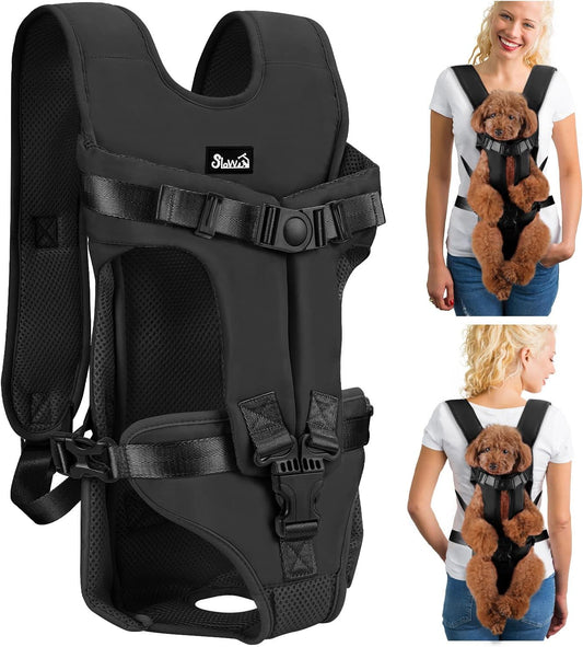 Lukovee Dog Backpack Carrier, Adjustable Front Carrier for Small Breeds, M