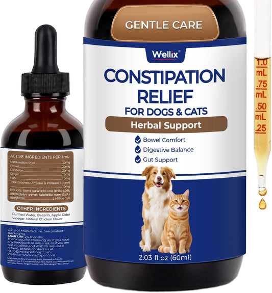 Wellix Cat & Dog probiotics for Constipation Relief & Gut Health Liquid 2oz