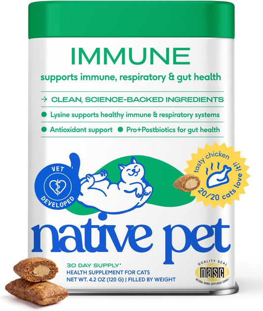 Native Pet Cat Immune Support - Chicken Flavored L-Lysine for Cats