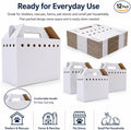 HiBi 12 Pack Small Animal Cardboard Carriers, 11 x 6 x 8 in, White