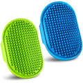 Kwispel Dog Grooming Brush, Pet Shampoo Bath Brush Dog Grooming Shedding Brush Soothing Massage Rubber Comb with Adjustable Ring Handle for Long Short Haired Dogs and Cats 2pcs