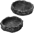 2Pcs Reptile Water Bowl, Feeding Dish for Leopard Gecko Lizard