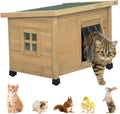 Agitree Outdoor Wooden Pet House, Weatherproof Winter Shelter for рuррy and Small Cats, Elevated Design with Window (Yel