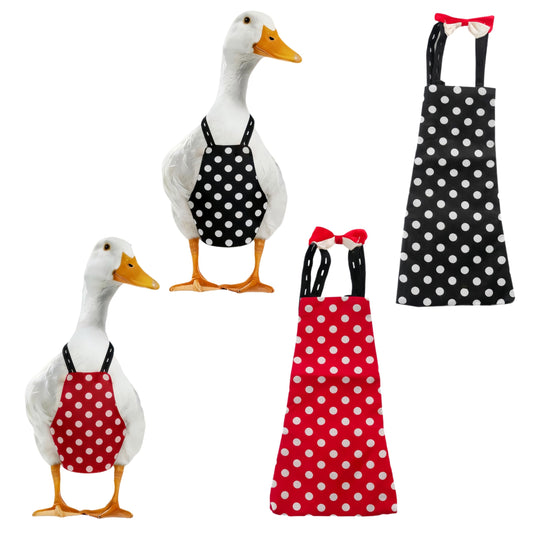 Magnoloran 2 Pack Chicken Diapers for Hens, Roosters, Diapers for Ducks, Ducklings, Reusable Pet Diaper with Bow Ties Waterproof Poultry Nappies for Geese Pet Ducks-Red&Black Polka,L