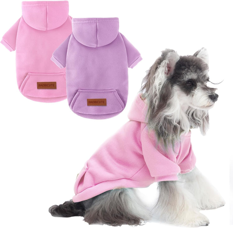 2 Pack Dog Hoodie Warm Hood Dog Sweater Cold Weather Small Dogs Sweatshirt Comfort Pet Clothes for Small Medium Dogs wit