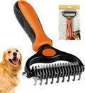 Undercoat Rake for Dogs, 2 in 1 Dematting Comb & Deshedding Tool for Long Hair Pets, Pet Hair Grooming Brush, Clear Mats