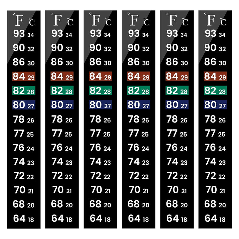 AQUANEAT 6 PCS Aquarium Thermometer Strips, Fish Tank Thermometer Sticker, Terrarium Water Temperature Test (5.13