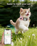 Flowers Pendant Cute Cat Collar with AirTag Holder,QR Code ID Tag