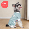 KYEESE Dog Pajamas Stretchable 4 Legs Doggie Jammies Striped Jumpsuit Lightweight Onesie Puppy Pajamas Cozy Outfit Comfortable Dog Clothes Hair Shedding Cover Pet Sleepwear, Green Striped, Medium
