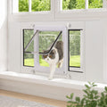 Sliding Cat Door for Window, Fits 31"-36" Width Window Adjustable Cat Door