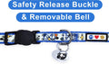 Pawtitas Glow in the Dark Cat Collar with Breakaway Safety Buckle & Bell Adjustable Kitten Collar, Blue