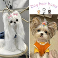 FGISAR 20 Pcs Small Dog Hair Bows with Rubber Bands Handmade Puppy Hair Bows Cute Grooming Flower Ball Bowknot Top Knot Dog Hair Accessories Hair Ties for Yorkie Maltese Pet (Pink)