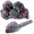 5 PCS Cat Toy Mice, Gray Fur Rattle Mouse Toys for Cats Realistic Mice Animal Toys Artificial Fur Pet Supplies Interacti