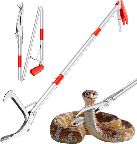 50" Collapsible Snake Grabber Tongs, Stainless Steel Snake Catcher Tool