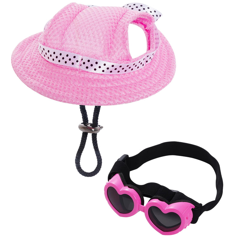 choyaxo Dog Sun Hat Set Including Dog Visor Sunbonnet Outfit with Ear Holes Dogsg Sunglasses Baseball Cap for Puppy Outdoor UV Protection