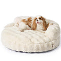 EHEYCIGA Dog Bed Medium Size Dog, Fluffy Small Dog Couch with Removable Washable Cover, Bolster Pet Sofa, Waterproof and Non-Slip, 30" x 30"x 8.5", Cream