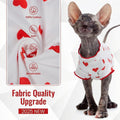 DENTRUN Heart Pattern Sphynx Hairless Cats Shirt, Kitten T-Shirts with Perlin Sleeves, Breathable Cat Wear Cute Sweater Adorable Hairless Cat's Clothes Vest Pajamas Jumpsuit