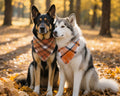 Fall Dog Bandanas 2PCS Large Plaid Tassels Halloween Thanksgiving Outfit