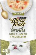 Purina Fancy Feast Broths Classic With Chicken and Vegetables Lickable Wet Cat Food Broth Topper, Pack of 16, 1.4 oz Pouches