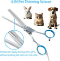 5 in 1 Premium Dog Grooming Scissors, Professional Dog Scissors for Grooming with Safety Round Tips, Lengnoyp Stainless Steel Thinning Shears, Pet Cat Shears for Grooming Kit