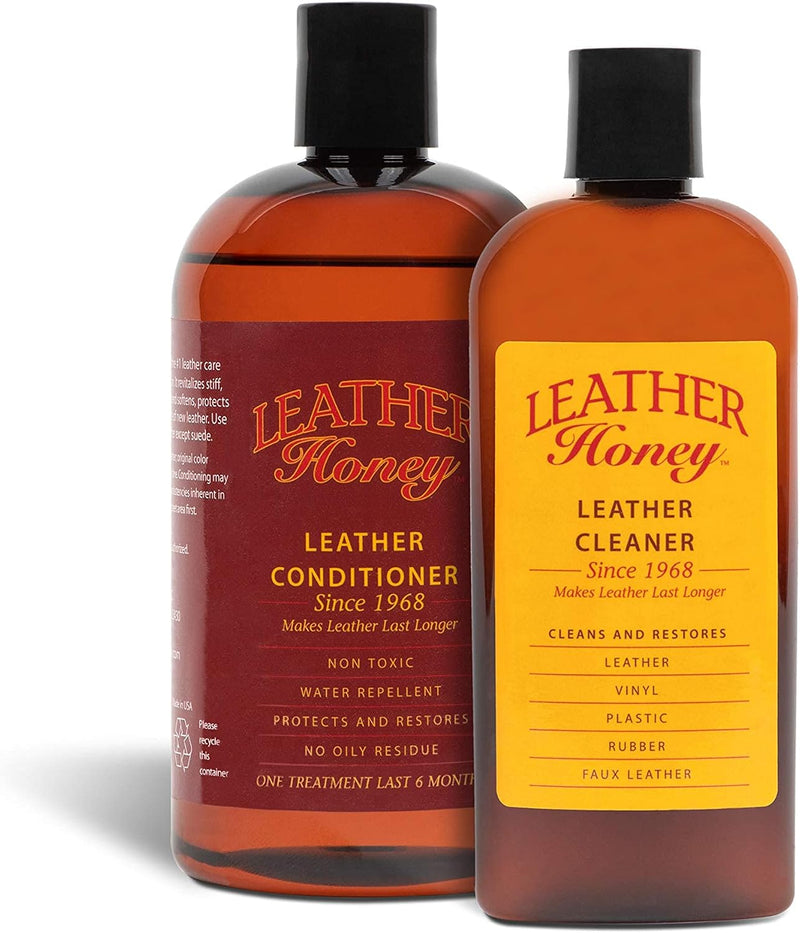 Leather Honey Complete Leather Care Kit Including 8 oz Cleaner and 16 oz Conditioner for use on Leather Apparel, Furnitu