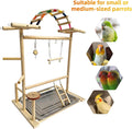 Wooden Bird Play Stand with Swing for Cockatiels and Parakeets
