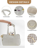 ONECUTE Dog Purse Carrier for Small Dogs Rabbit cat with Large Pockets, Cotton Bag, Dog Carrier Soft Sided, Collapsible Travel Puppy Carrier (Grey, 13.6" L x 6.5" W x 10" H)