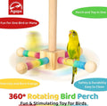 Agape Bird Toy, Parrot 360° Interactive Rotating Perch, Bird Cage Accessories for Small and Medium Parrots to Expend Energy, Wooden Stand for Parakeets Cockatiels Lovebirds Conures Finches Budgies