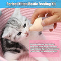 Kitten Bottle Feeding Kit for Nursing, Milk Bottles for Feeding Newborn Puppies,Anti-chocking Design with 3pcs Replaceab